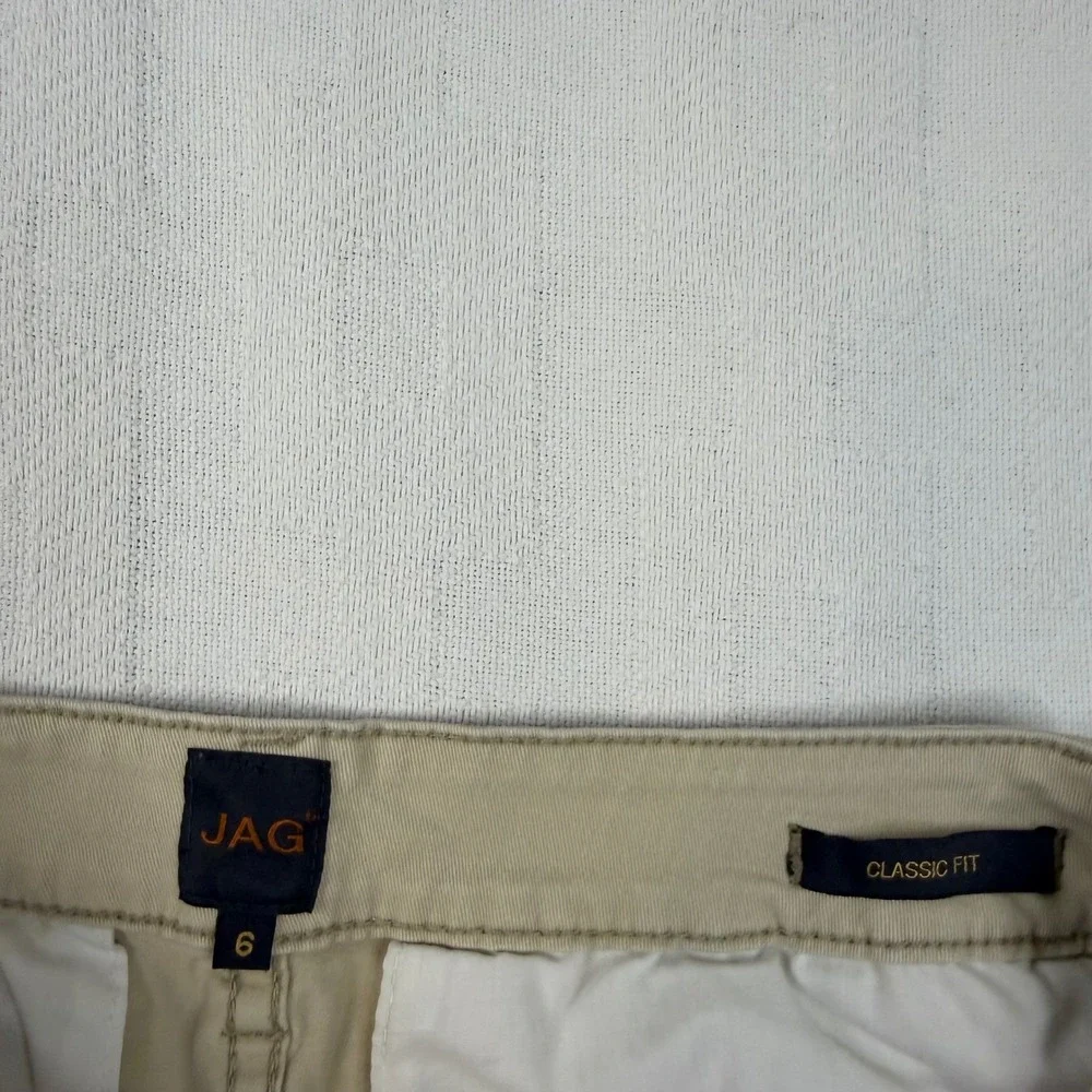 JAG Womens Classic Fit Chino Shorts Khaki Tan Size 6 Stretch Twill Mid Rise 1289